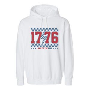 Retro 1776 America 4th Of July Usa Flag Fourth Of July Garment-Dyed Fleece Hoodie