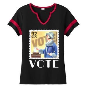 Retro 19th Amendment Stamp Women Rights Vote Ladies Halftime Notch Neck Tee