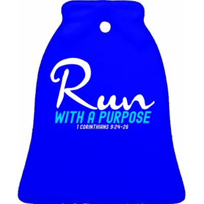 Retro 1 Corinthians 924 26 Run With A Purpose Ceramic Bell Ornament