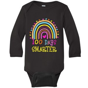 rainbow 100th Day of School Teacher smarter Baby Long Sleeve Bodysuit