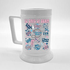 Retro 12 Days Of Dermatology Christmas Derm Nurse Holiday Gift Beer Stein