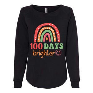 Rainbow 100 Days Brighter 100 Days Of School Groovy Retro Great Gift Womens California Wash Sweatshirt