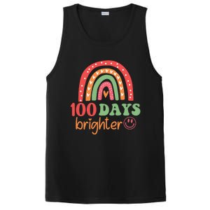 Rainbow 100 Days Brighter 100 Days Of School Groovy Retro Great Gift PosiCharge Competitor Tank