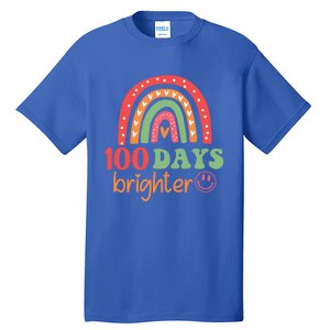 Rainbow 100 Days Brighter 100 Days Of School Groovy Retro Great Gift Tall T-Shirt