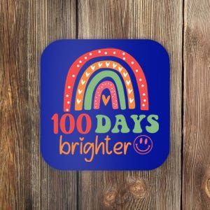 Rainbow 100 Days Brighter 100 Days Of School Groovy Retro Great Gift Coaster