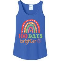 Rainbow 100 Days Brighter 100 Days Of School Groovy Retro Great Gift Ladies Essential Tank