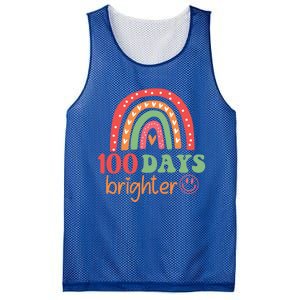 Rainbow 100 Days Brighter 100 Days Of School Groovy Retro Great Gift Mesh Reversible Basketball Jersey Tank