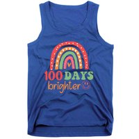 Rainbow 100 Days Brighter 100 Days Of School Groovy Retro Great Gift Tank Top