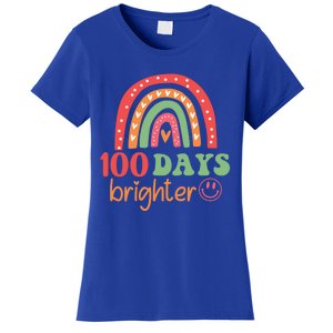 Rainbow 100 Days Brighter 100 Days Of School Groovy Retro Great Gift Women's T-Shirt