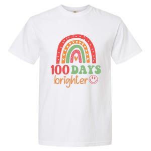 Rainbow 100 Days Brighter 100 Days Of School Groovy Retro Great Gift Garment-Dyed Heavyweight T-Shirt