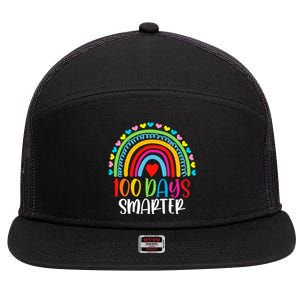 Rainbow 100 Days Of School 100 Days Smarter Gift 7 Panel Mesh Trucker Snapback Hat