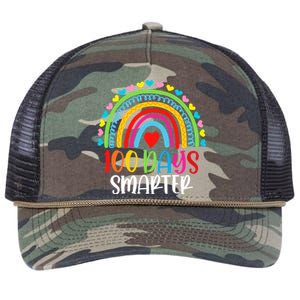 Rainbow 100 Days Of School 100 Days Smarter Gift Retro Rope Trucker Hat Cap