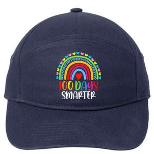 Rainbow 100 Days Of School 100 Days Smarter Gift 7-Panel Snapback Hat