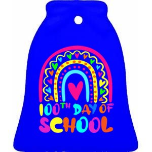 Rainbow 100 Days Of School 100th Day Of School Gift Ceramic Bell Ornament