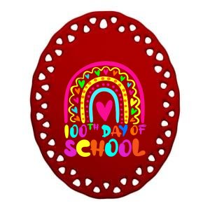 Rainbow 100 Days Of School 100th Day Of School Gift Ceramic Oval Ornament