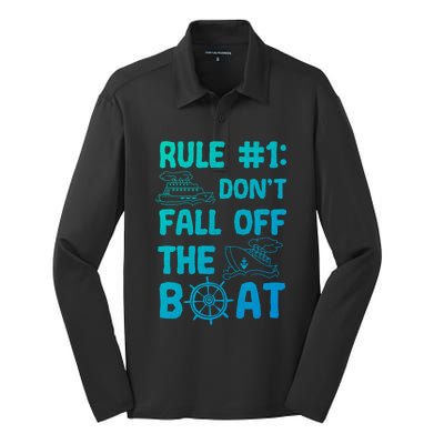 Rule #1 Dont Fall Off The Boat Cruise Cruising Christmas Gift Silk Touch Performance Long Sleeve Polo