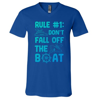 Rule #1 Dont Fall Off The Boat Cruise Cruising Christmas Gift V-Neck T-Shirt