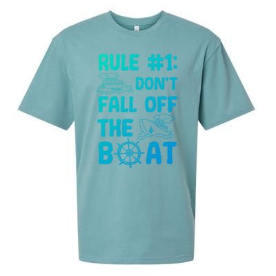 Rule #1 Dont Fall Off The Boat Cruise Cruising Christmas Gift Sueded Cloud Jersey T-Shirt