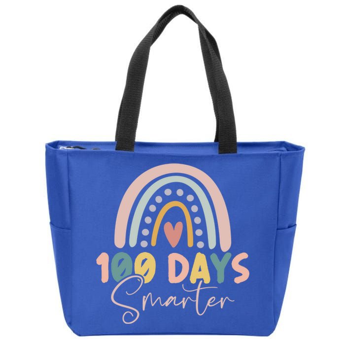 Rainbow 100 Days Smarter Teacher Student 100th Day Of School Gift Zip Tote Bag