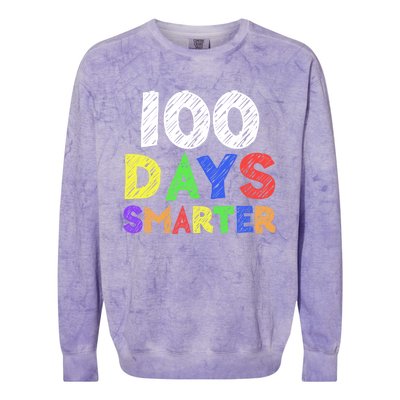 Retro 100 Days Of School 100 Days Smarter Brighter Meaningful Gift Colorblast Crewneck Sweatshirt