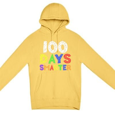 Retro 100 Days Of School 100 Days Smarter Brighter Meaningful Gift Premium Pullover Hoodie