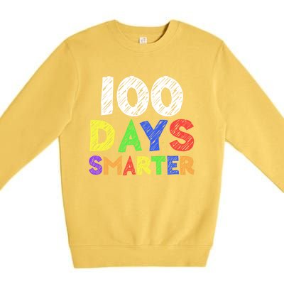 Retro 100 Days Of School 100 Days Smarter Brighter Meaningful Gift Premium Crewneck Sweatshirt