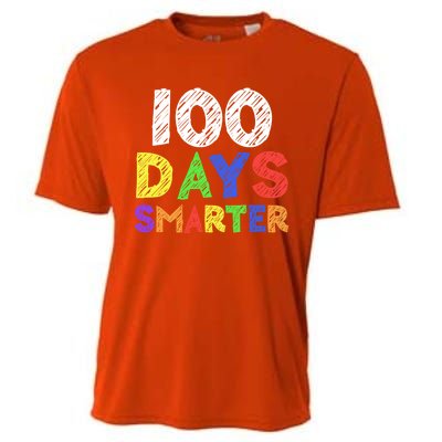 Retro 100 Days Of School 100 Days Smarter Brighter Meaningful Gift Cooling Performance Crew T-Shirt