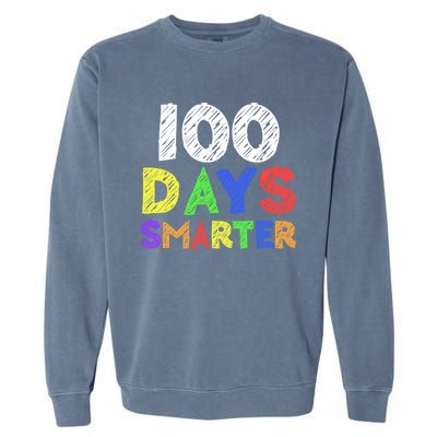 Retro 100 Days Of School 100 Days Smarter Brighter Meaningful Gift Garment-Dyed Sweatshirt