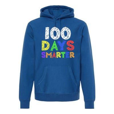 Retro 100 Days Of School 100 Days Smarter Brighter Meaningful Gift Premium Hoodie