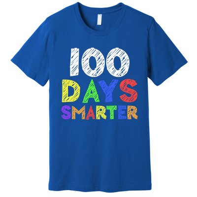 Retro 100 Days Of School 100 Days Smarter Brighter Meaningful Gift Premium T-Shirt