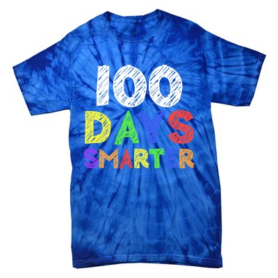 Retro 100 Days Of School 100 Days Smarter Brighter Meaningful Gift Tie-Dye T-Shirt