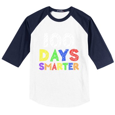 Retro 100 Days Of School 100 Days Smarter Brighter Meaningful Gift Baseball Sleeve Shirt