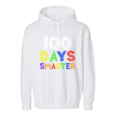 Retro 100 Days Of School 100 Days Smarter Brighter Meaningful Gift Garment-Dyed Fleece Hoodie