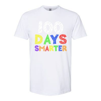 Retro 100 Days Of School 100 Days Smarter Brighter Meaningful Gift Softstyle CVC T-Shirt