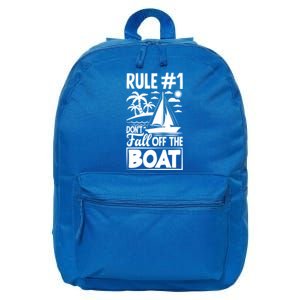 Rule 1 Dont Fall Off The Boat Sea Sailor Maritime Gift 16 in Basic Backpack