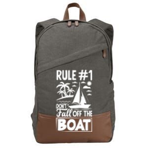 Rule 1 Dont Fall Off The Boat Sea Sailor Maritime Gift Cotton Canvas Backpack