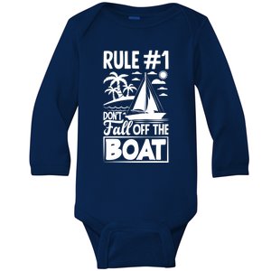 Rule 1 Dont Fall Off The Boat Sea Sailor Maritime Gift Baby Long Sleeve Bodysuit