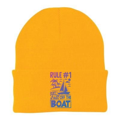 Rule 1 Dont Fall Off The Boat Sea Sailor Maritime Gift Knit Cap Winter Beanie