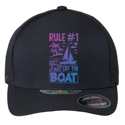 Rule 1 Dont Fall Off The Boat Sea Sailor Maritime Gift Flexfit Unipanel Trucker Cap