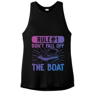 Rule 1 Don’T Fall Off The Boat Boating Sailing Boat Owner Gift Ladies PosiCharge Tri-Blend Wicking Tank