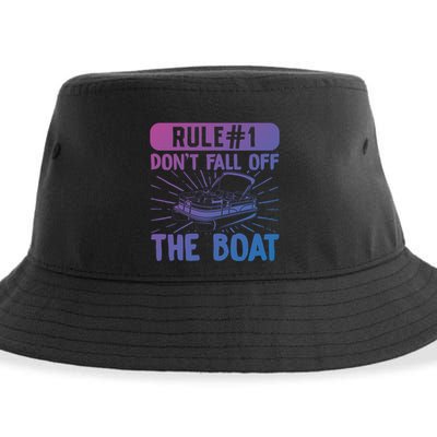 Rule 1 Don’T Fall Off The Boat Boating Sailing Boat Owner Gift Sustainable Bucket Hat