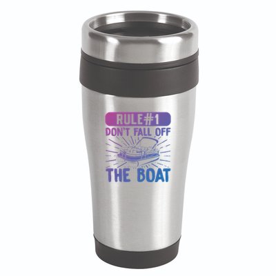 Rule 1 Don’T Fall Off The Boat Boating Sailing Boat Owner Gift 16oz Travel Tumbler