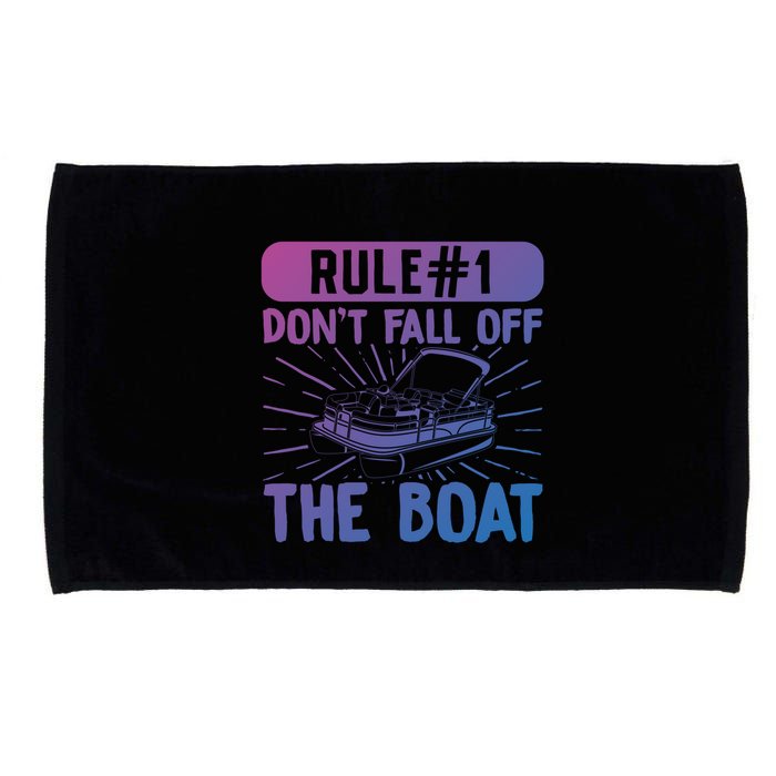 Rule 1 Don’T Fall Off The Boat Boating Sailing Boat Owner Gift Microfiber Hand Towel