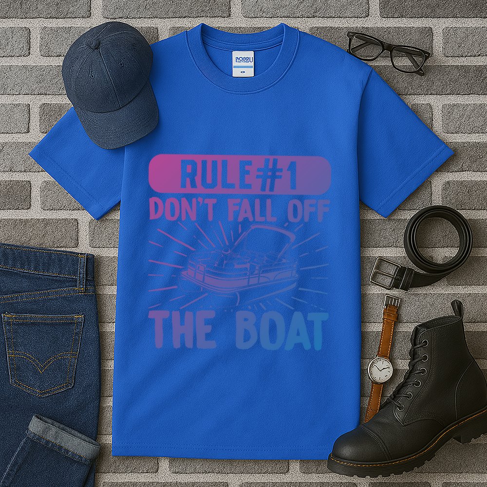 Rule 1 Don’T Fall Off The Boat Boating Sailing Boat Owner Gift Tall T-Shirt