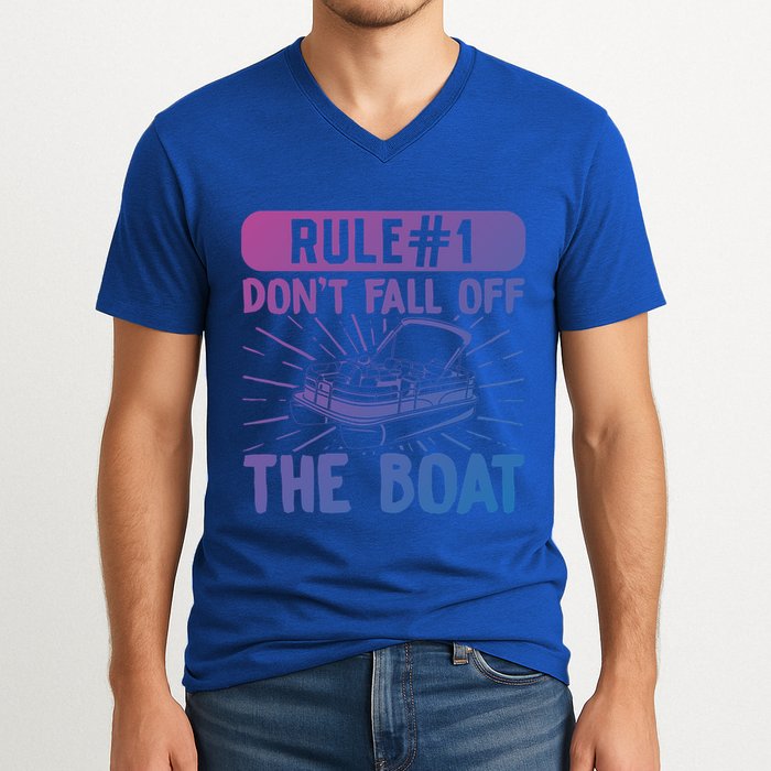 Rule 1 Don’T Fall Off The Boat Boating Sailing Boat Owner Gift V-Neck T-Shirt