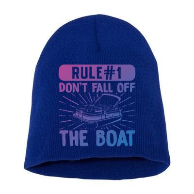 Rule 1 Don’T Fall Off The Boat Boating Sailing Boat Owner Gift Short Acrylic Beanie