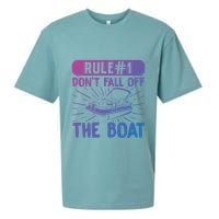 Rule 1 Don’T Fall Off The Boat Boating Sailing Boat Owner Gift Sueded Cloud Jersey T-Shirt