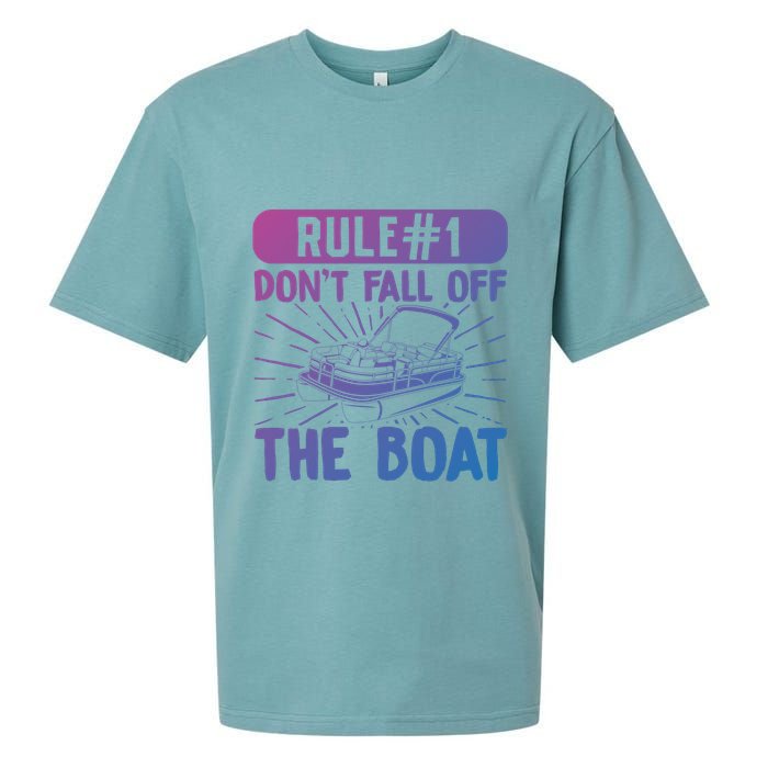 Rule 1 Don’T Fall Off The Boat Boating Sailing Boat Owner Gift Sueded Cloud Jersey T-Shirt