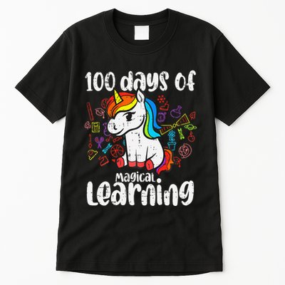 Retro 100 Days Of Magical Learning Unicorn 100th Day Tall T-Shirt