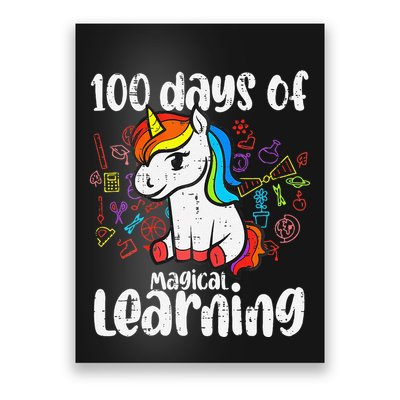 Retro 100 Days Of Magical Learning Unicorn 100th Day Poster